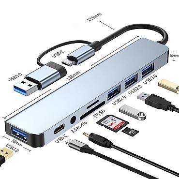 notebook cantası: 🔌 USB HUB 8-in-1 — Çoxfunksiyalı Adapter Bu çoxportlu USB HUB 8-in-1 — 1