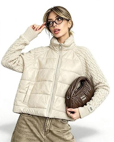 ivko sweaters: Ženska jakna sa kombinacijom prošivenog tela i pletenih rukava - — 3