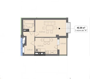 алматинка: 1 комната, 43 м², Индивидуалка, 9 этаж, ПСО (под самоотделку)