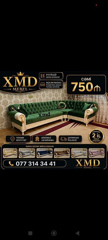 yataq trafosu: XMD Mebel künc divan dəsti - Ölçü: 3+2 – geniş və rahat - Açılan — 1