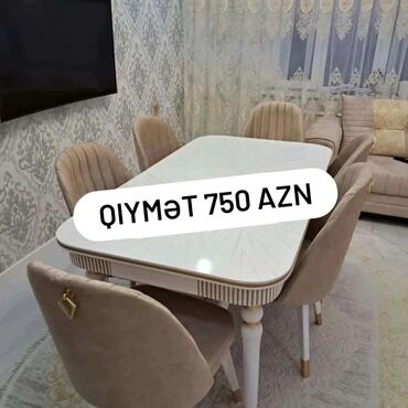 Qazanlar: Qonaq otağı üçün, Yeni, Açılan, Dördbucaq masa, 6 stul