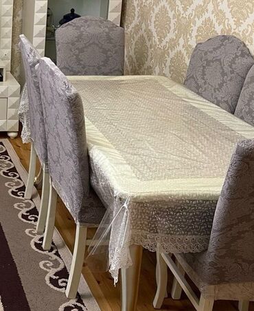 Taburetlər: Qonaq otağı üçün, Açılmayan, Dördbucaq masa, 6 stul