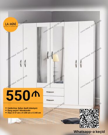 Dolablar: Yeni, Açılan, 4 qapılı Düz dolab, Qarderob, paltar dolabı, Azərbaycan