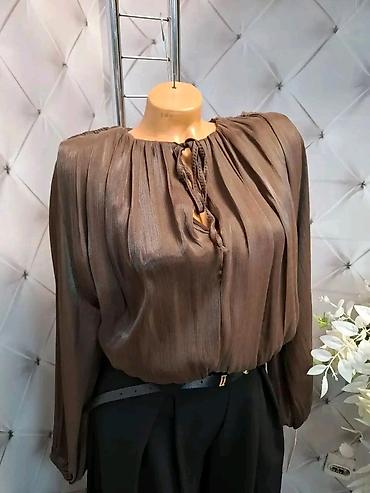 satenska majica: Ženska satenska bluza sa mašnom na dekolteu - Model: lepršava — 4