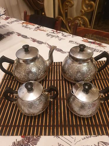 Qab-qacaq və mətbəx ləvazimatları: Çay dəsti, rəng - Gümüşü, Metal — 1