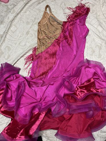 Танцевальные платья: Бальное платье, Латина, Длинная модель, цвет - Розовый, S (EU 36), 2XL (EU 44), В наличии