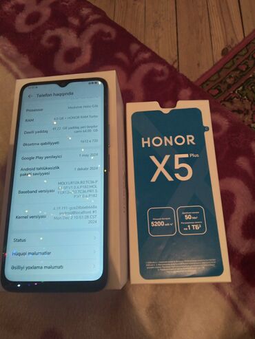 Honor: Honor X5b Plus, 64 GB, rəng - Mavi, Zəmanət, Barmaq izi, Face ID