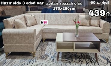 Masa və oturacaq dəstləri: Künc divan, Qonaq otağı üçün, Bazalı, Açılan, Kitab