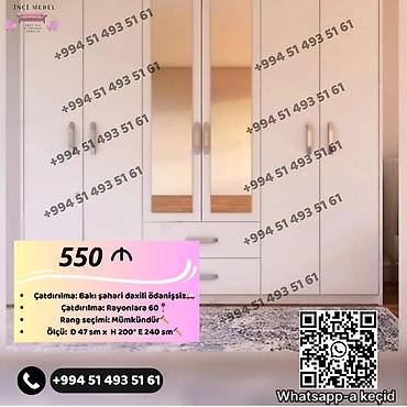Dolablar: Yeni, 5 qapı, Güzgülü, Ağ, Açılan, Düz dolab — 1