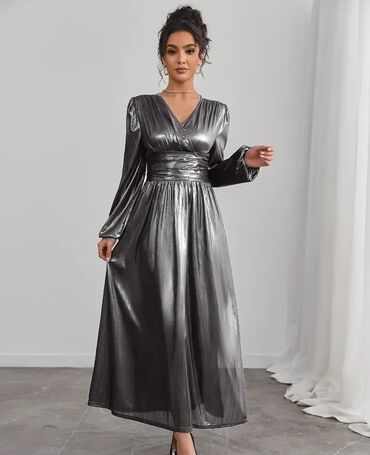 L (EU 40), color - Silver, Evening, Long sleeves