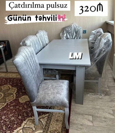 tək stul: *Masa dəsti* _*MASA +6 STULL💥*_ Masa bağlı: 90×1.70+6stul: *320₼*