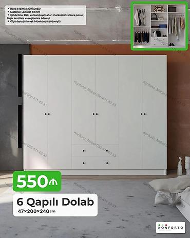 perla dolab: 6 qapılı paltar dolabı – 47×200×240 sm - Minimalist dizayn, ağ rəngdə — 1