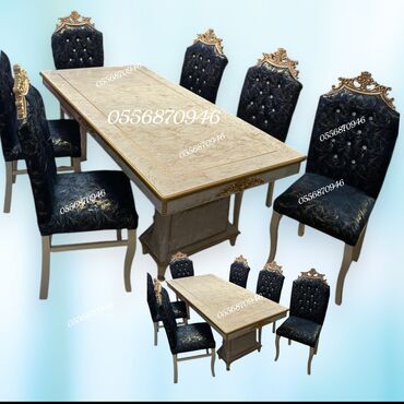 Sifarişlə masa və oturacaq dəstləri: Oval masa, Qonaq otağı üçün, 6 nəfər, Açılmayan, Azərbaycan, Zəmanətli — 14