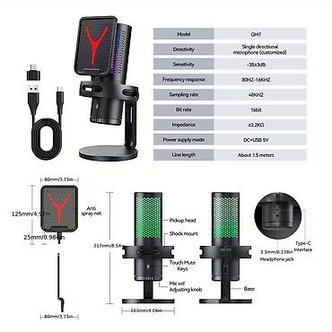 usb mikrofonlar: 🎙️ Yanmai GM7 Professional RGB | Gaming & Stream Mikrofonu Tam — 5