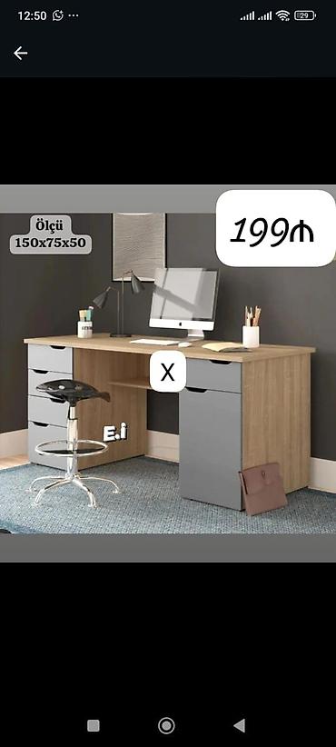 İki tumbalı ofis/iş masası - Ölçü: 150 x 75 x 50 sm (şəkildə