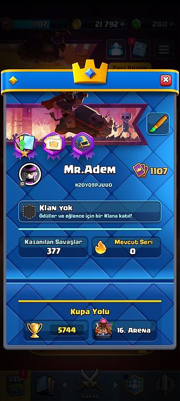Digər kolleksiyalar: Clash Royale oyun hesabı - Kupa: 5744 (Kupa Yolu, 16. Arena) - Profil — 4