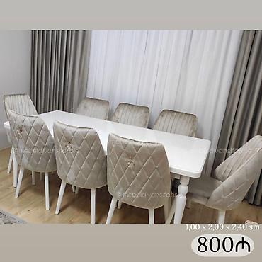 Qonaq otağı üçün, Yeni, Açılmayan, Dördbucaq masa, 8 stul