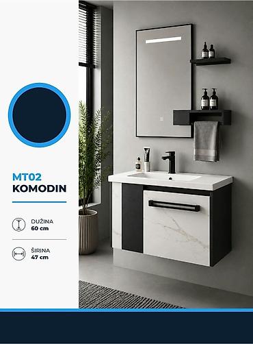 MT02 komodin za kupatilo – zidni model - Dimenzije: dužina 60 cm