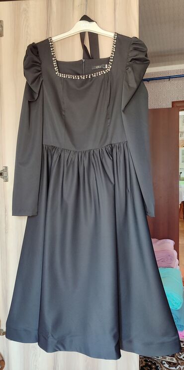 Платья: Вечернее платье, Средняя модель, С рукавами, Камни, 3XL (EU 46)