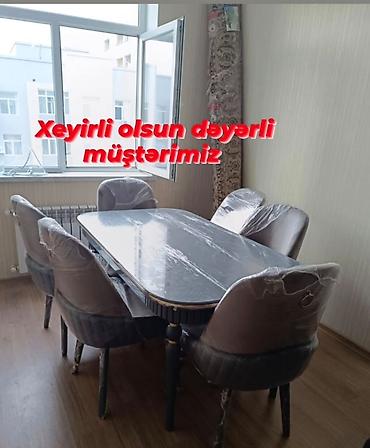 kreslo kravat: Qonaq otağı üçün, Yeni, Açılan, Dördbucaq masa, 6 stul — 3