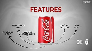 a 12 kabrolari: Coca‑Cola dizaynlı portativ MP3 pleyer və mini dinamik. ( Cola — 2