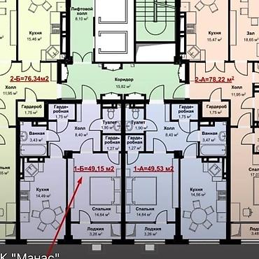 Продажа квартир: 1 комната, 49 м², Кок-Жар ж/м Элитка, 12 этаж, ПСО (под самоотделку) — 5