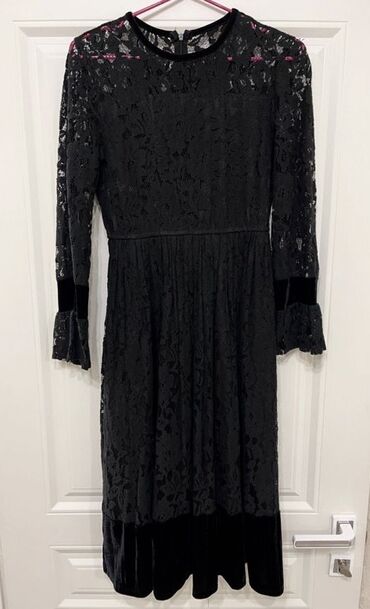 платья велюр: Вечернее платье, Коктейльное, Короткая модель, Велюр, С рукавами, S (EU 36), M (EU 38), One size