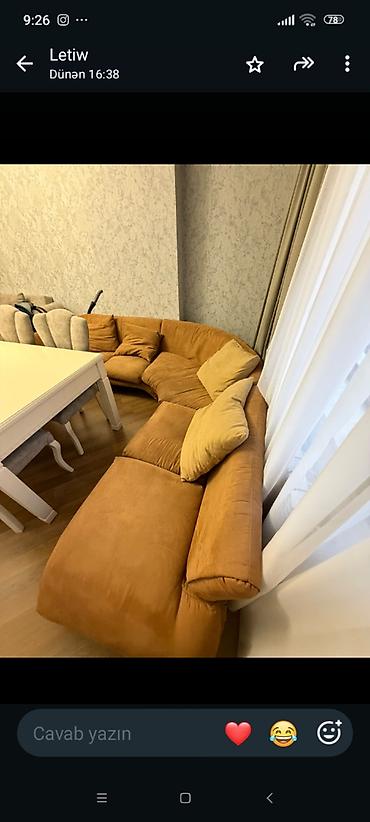 Qonaq otağı üçün künc divanı - Forma: L-şəkilli, dərin oturacaqlı