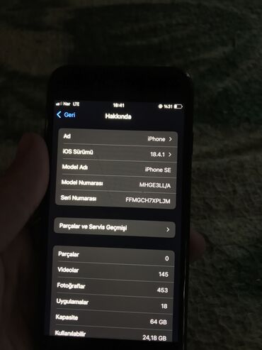Apple iPhone: IPhone SE 2020, 64 GB, Qara, Barmaq izi