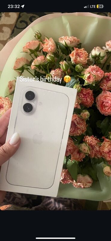 цум бишкек телефоны айфоны: IPhone 16, Колдонулган, 128 ГБ, Ак, Куту, 100 %