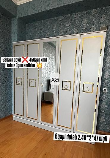 6 qapılı paltar dolabı Ölçü: 2.40 m (eni) × 2 m (hündürlük) × 47 sm lalafo.az -da 6 qapılı paltar dolabı Ölçü: 2.40 m (eni) × 2 m (hündürlük) × 47 sm