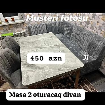 кухонный диван угловой: Mətbəx üçün künc dəsti: masa + 2 oturacaqlı divan - Komplekt: mərmər — 1
