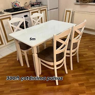 plastmas stul: Mətbəx üçün, Yeni, Açılmayan, Dördbucaq masa, 4 stul — 2