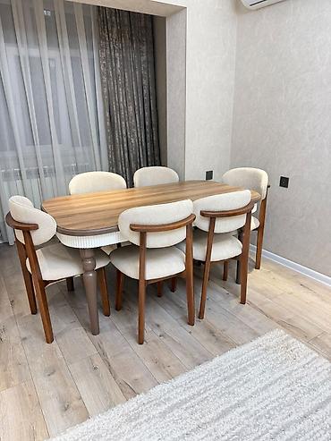 Qonaq otağı üçün, İşlənmiş, Açılmayan, Oval masa, 6 stul