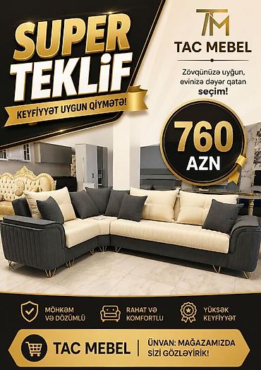 kunc divanlar 2019: Tac Mebel künc divanları – şəxsi modellər - Elegant dizaynlı L — 5