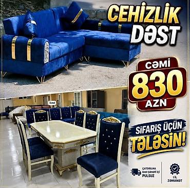 Cehizlik Dəst - Zərif dizaynlı mebel komplekti: künc divan və yemək lalafo.az -da Cehizlik Dəst - Zərif dizaynlı mebel komplekti: künc divan və yemək