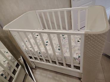 lay lay matras: Uşaq beşiyi – ağ rəngdə, təhlükəsiz barmaqlıqlı model - Rəng və — 5
