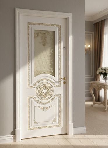 qapi ev: Klassik üslubda interyer qapısı - Material: MDF əsaslı, ağ rəngdə