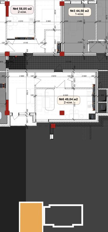 Продажа квартир: 2 комнаты, 49 м², Элитка, 2 этаж, ПСО (под самоотделку)