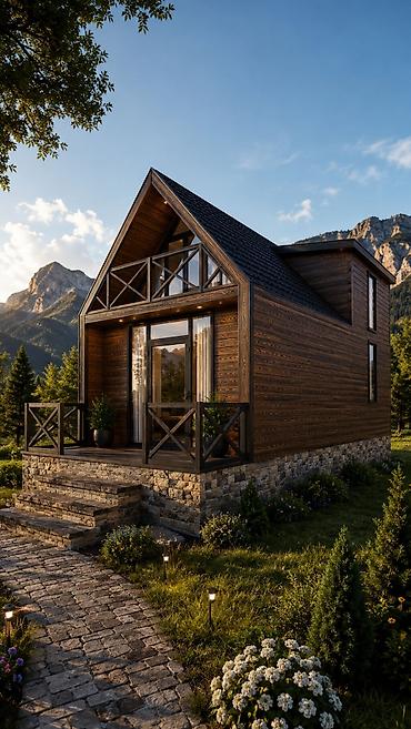 modul tipli ev: Tiny House – Premium Modul Ev (4m x 8m, 2 mərtəbə, hündürlük 6m) — 1