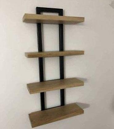 ugaone vitrine forma ideale: Zidna lux polica hrast masiv | izrada nameštaja po meri drvo&metal — 3