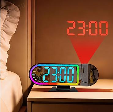 саат: Проекционные настольные часы с зеркальным дисплеем и RGB‑подсветкой - — 5