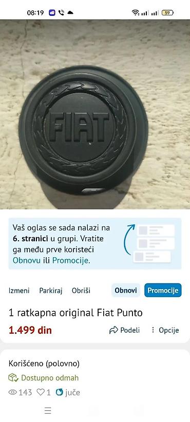 Wheel Covers: FORD TRANZIT ORIGINAL I FIAT | Cena za komad . Imam 2 komada — 2