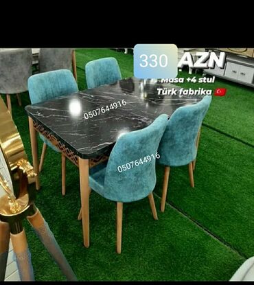 Masa və oturacaq dəstləri: Mətbəx üçün, Yeni, Açılan, Dördbucaq masa, 4 stul — 12