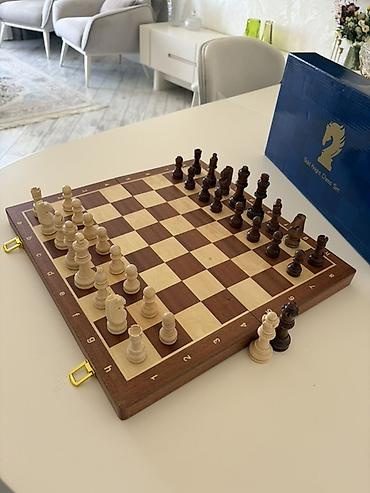 İdman oyunları: Taxta şahmat dəsti – Gold Knight Chess Set - Klassik dizaynlı — 5