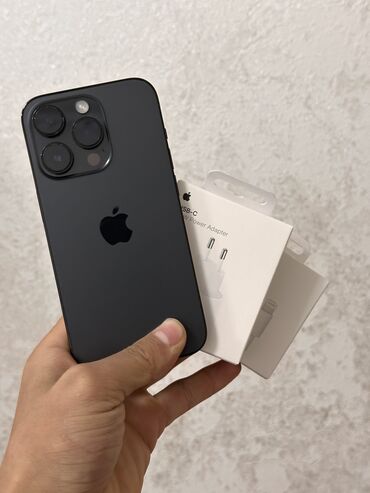 газовая пушка: IPhone 14 Pro, Б/у, 128 ГБ, Черный, Чехол, Зарядное устройство, Защитное стекло, 77 %