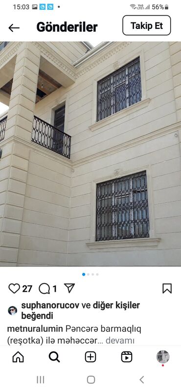 Pilləkən məhəccərləri: Ağ və qızılı rənglərdə olan bu dəmir pilləkən məhəccəri, evin — 2