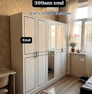 Ev üçün mebel: Dolab – 4 qapılı, güzgülü model Ölçülər: Dərinlik 47 sm × Hündürlük — 1