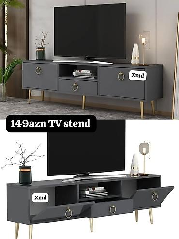 kitab refi: TV stend – 149 AZN - Rəng: tünd boz (mat effektli) - Material — 1
