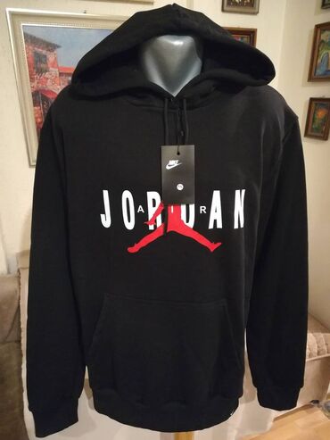 jordan 1: Duks, 2XL (EU 56), Nike, bоја - Crna, Sa kapuljačom